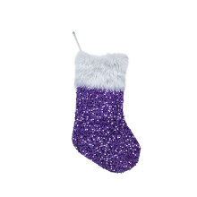Glitter Sequin Christmas Stockings with White Super Soft Plush Cuff Christmas Decorations Holiday Fireplace Hanging Stocking Candy Gift Bag 17"x10"