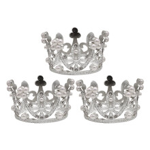 Alloy Crown Cake Topper Set 3 Silver Mini Crowns