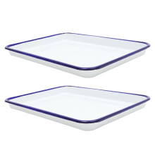 Bandeja para hornear Topbathy de 2 piezas, esmaltada en blanco, resistente al desgaste, para uso en la cocina.