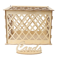 Boîte à cartes de mariage en bois avec serrure, découpe géométrique en forme de diamant – Tirelire à faire soi-même pour fête, réception,