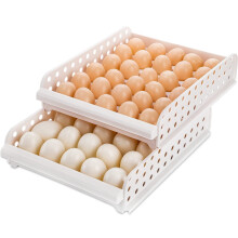 Cajón apilable de 2 niveles para refrigerador con capacidad para 60 huevos, soporte de plástico para huevos con asa, compatible con refrigeradores