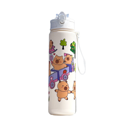 Ποτήρι Capybara 800ml με καλαμάκι και λαβή, μεγάλης χωρητικότητας μπιμπερό με κινούμενα