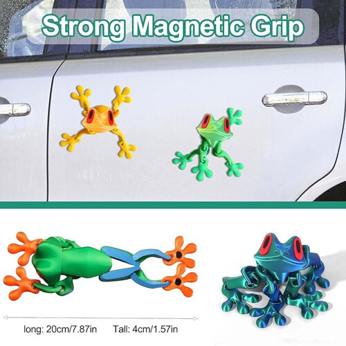 3D Printed Frog Fridge Magnet with Movable Joints 1