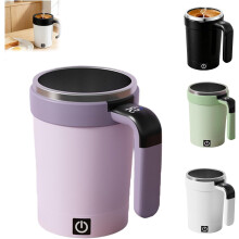 Mug magnétique à agitation 380 ml, affichage de la température, base amovible, acier inoxydable 304, étanche, arrêt automatique, 4 couleurs —