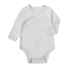Body bébé à manches longues et ouverture latérale en coton uni, mignon, pour garçons et filles, gris, 0-3 mois