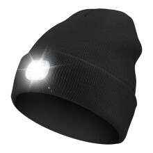 Căciulă Bluetooth pentru bărbați cu lumină și difuzoare stereo – Reîncărcabilă prin USB, compatibilă cu iOS/Android (negru)