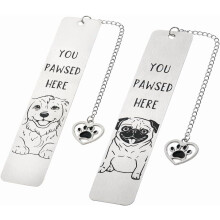 Corgi & Bichon Dog Stainless Steel Bookmark with Tassel – Cute Gift for Dog Lovers, Bookworms, Students, Retirees – Compatible with All Books