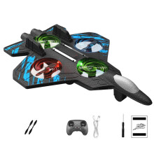 RC-fly med fjernkontroll – Stuntskumfly med fargerike lys, 2 reserveblader, batteri, lader, verktøy og manual – kompatibel med