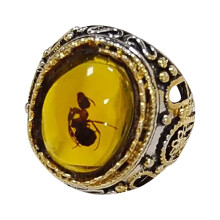 Accessoires YUEHAO Bagues Vintage Grandes Bagues Ovales en Pierre Naturelle Bagues Homme Vintage Incrustées de Zircon Jaune Rouge Bagues Fourmi