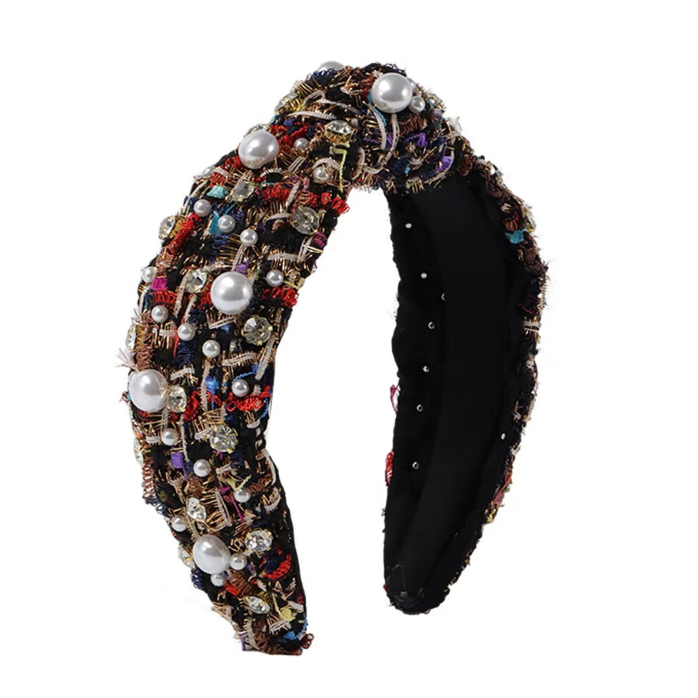 Pearl Rhinestone Knot Headband Pink Sparkly Kids 1