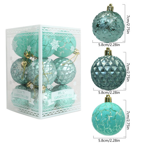 Green Christmas Ball Ornaments Plastic 12 pcs 2