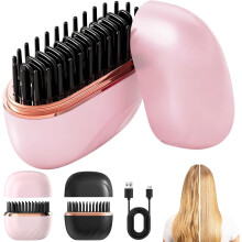 Mini Cordless Hair Straightener Brush, 3 Temp Settings, Fast Heat, Anti-Scald Ceramic Plates – Compatible with Home & Travel