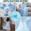 Snowflake Pattern Nylon Mesh Fabric Sky Blue 160 cm 5