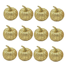 12 citrouilles en mousse pour la récolte, à décorer soi-même, pour l'automne, les fêtes de Thanksgiving et Halloween (couleur or).
