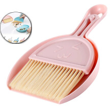 Set mini mătură și făraș pentru casă, mașină, bucătărie, masă - peri din plastic durabili, portabil (roz)
