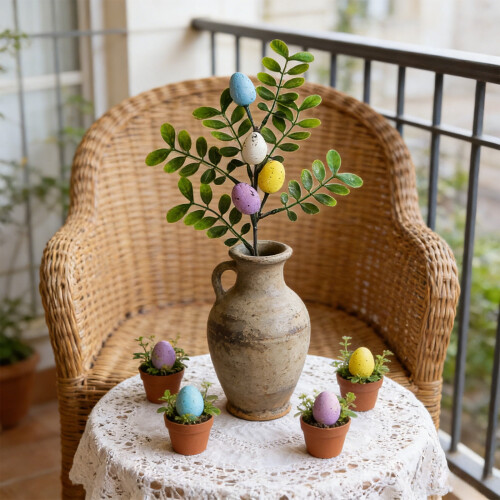 Easter Decorations Artificial Egg Floral Picks with Leaves 1