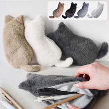 Plush Cat Pencil Case, Realistic British Shorthair Pencil Pouch Cute Large Capacity Organizer - Adorable and Spacious Storage Zipper