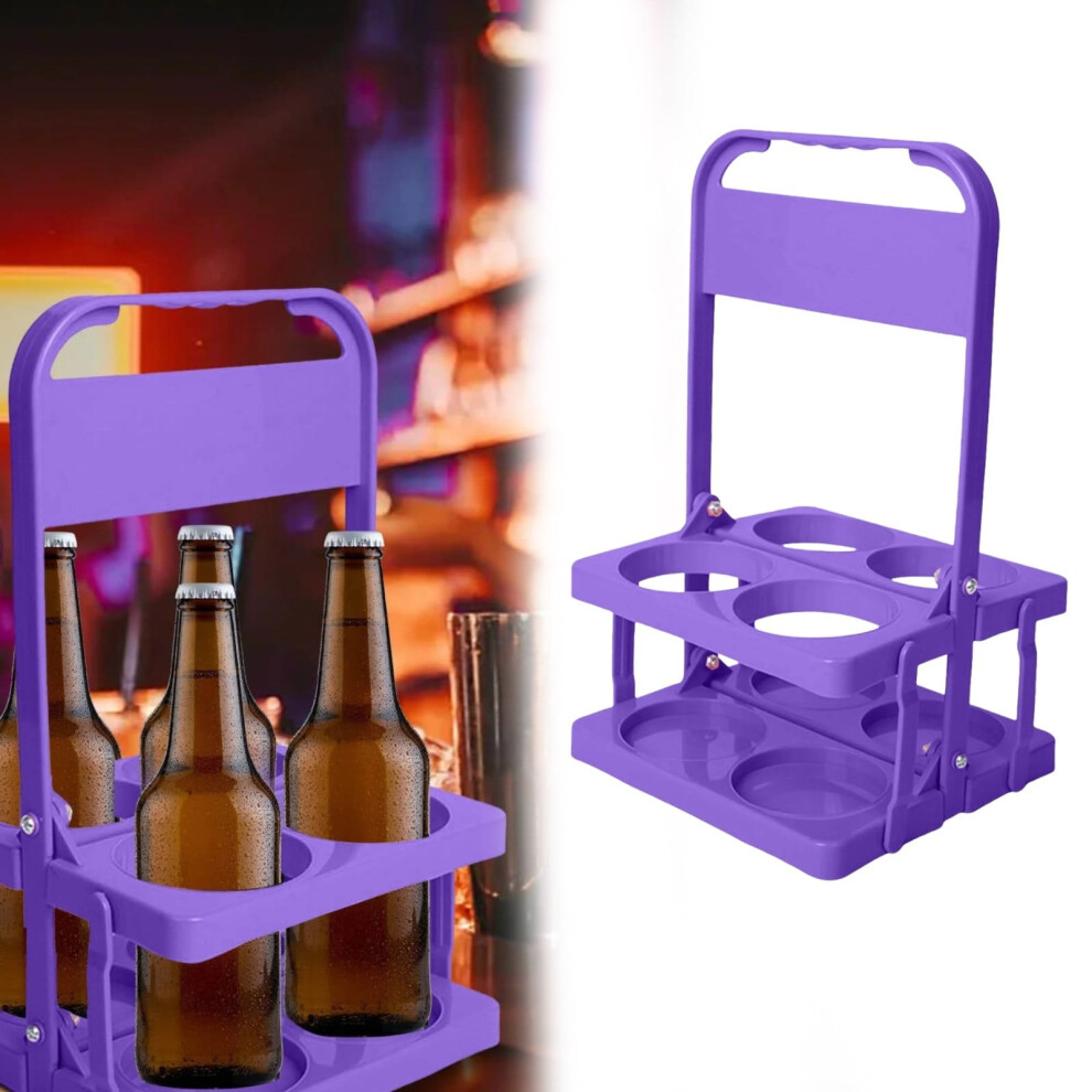 Portable 4-Hole Wine Rack With Glass Holder, Compatible With Beer Bottles & Coffee Cups, For Restaurant, Catering, Travel & Car 9180435409300