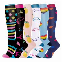 Compressiekousen voor dames, kniehoog, 6 paar, maat S/M