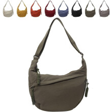 Dámska módna jednofarebná nylonová crossbody kabelka, nylonová polmesiacová kabelka, volná knedličková kabelka cez rameno