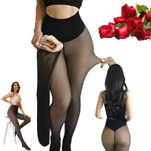 New Compression Band & One Seam Option, Translucent Fleece Lined Tights with Tummy Control