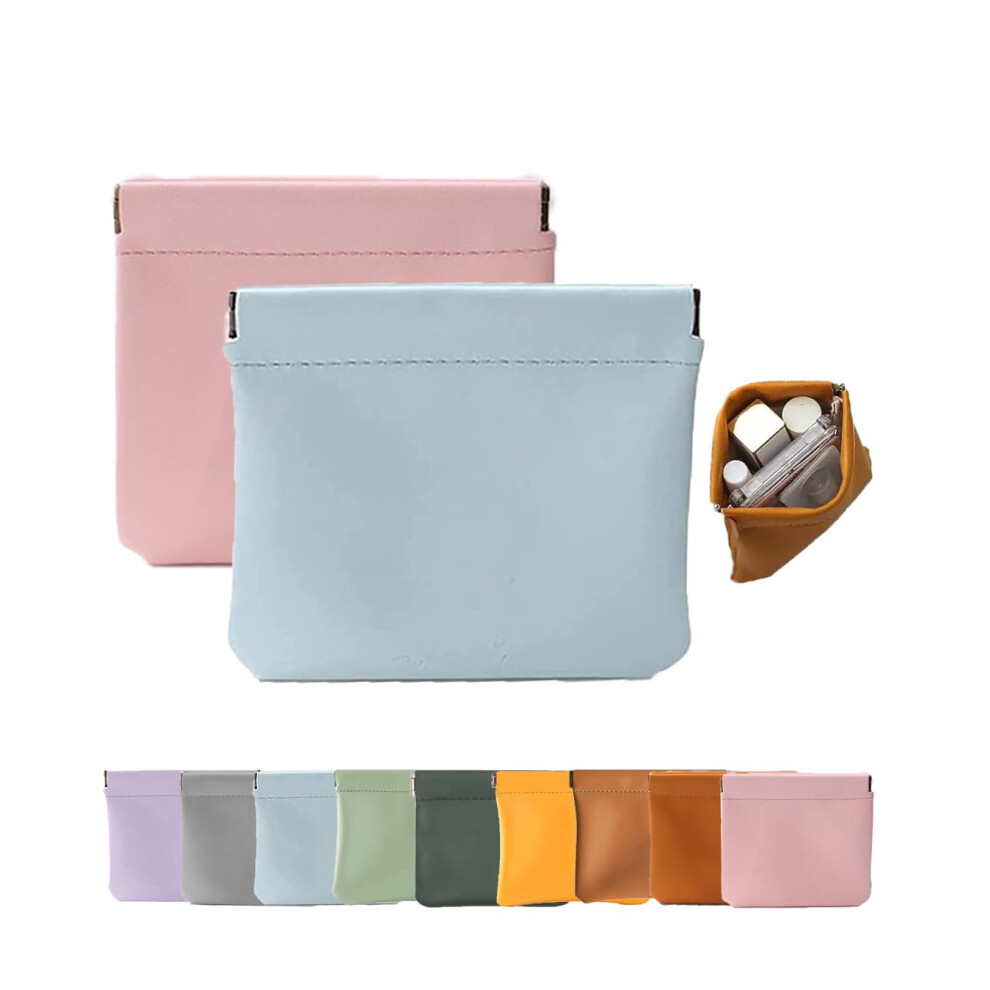 Leather Organizer Pouch with Snap Closure 4.7x4.7in Lambskin