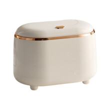 Desktop Trash Can Press Luxury Style Oval Storage Small Trash Can for Home Use 19x12.5x14cm White