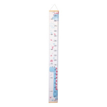 Kids Growth Chart Wall Ruler, Wooden Frame Fabric Canvas, Removable Height Measurement Chart 79"x7.9", Blue – Compatible with Kids & Nursery
