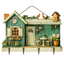 Wall Hooks Decorative Key Hangers Wooden Cottage Style Organizer for Living Room Entryway Durable Storage Solution