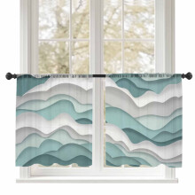 Voilages 52 po L x 45 po H (2 panneaux), dégradé vagues océan bleu sarcelle/turquoise, rideaux en voile filtrant la lumière avec passe-tringle