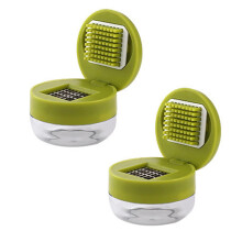 2pcs Garlic Grinder Set – Stainless Steel Crusher with Storage Container & Cleaning Brush, Compatible with Home/Camping Use