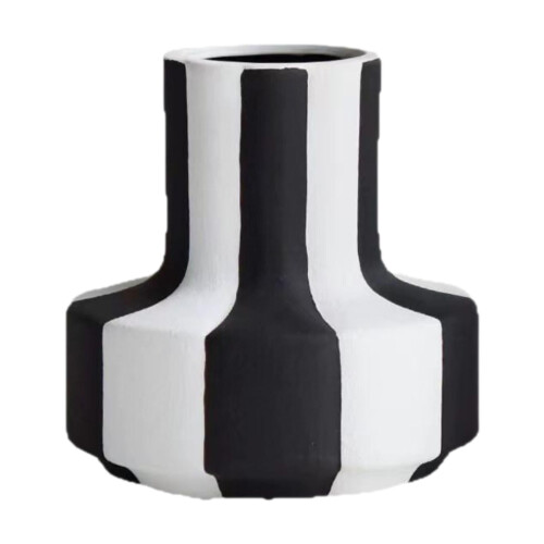 Vase à rayures noires et blanches pour comptoir, table à manger, salon