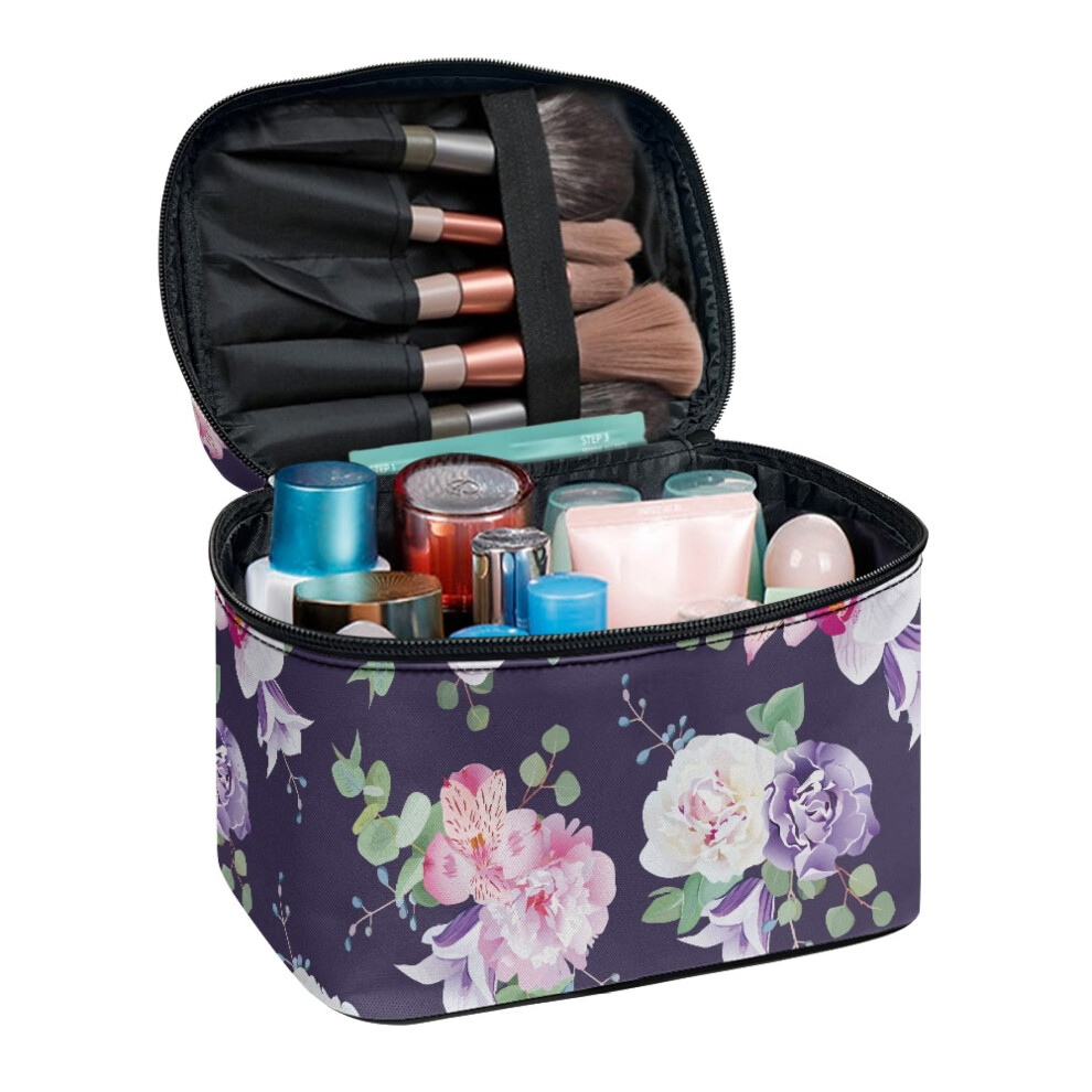 Multi-Function Makeup Organizer Travel Make up Bag Portable Make Up Toiletry Organizer Travel Floral