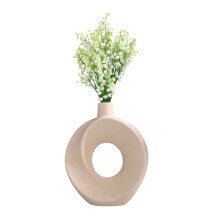 Hollow Ceramic Donut Vase – Handmade Minimalist Boho Flower Vase for Home, Wedding, Office & Bedroom Decor