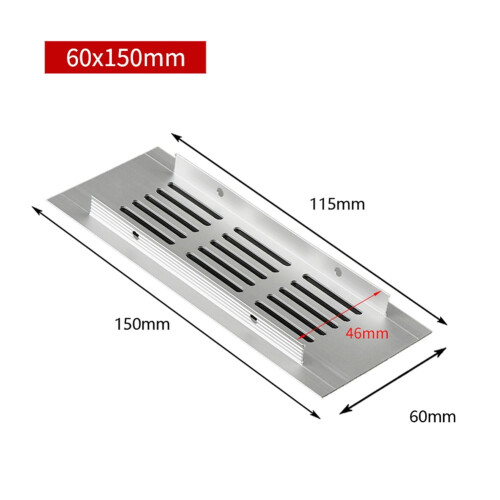 60Mm Aluminium Rectangular Cabinet Wardrobe Air Vent Grille Ventilation-Cover 1
