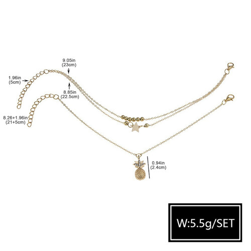 Alloy Pineapple Star Double-Layer Anklet 2