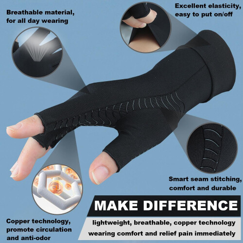 Gants de compression en cuivre AGIA pour l'arthrite – 2 paires, 1