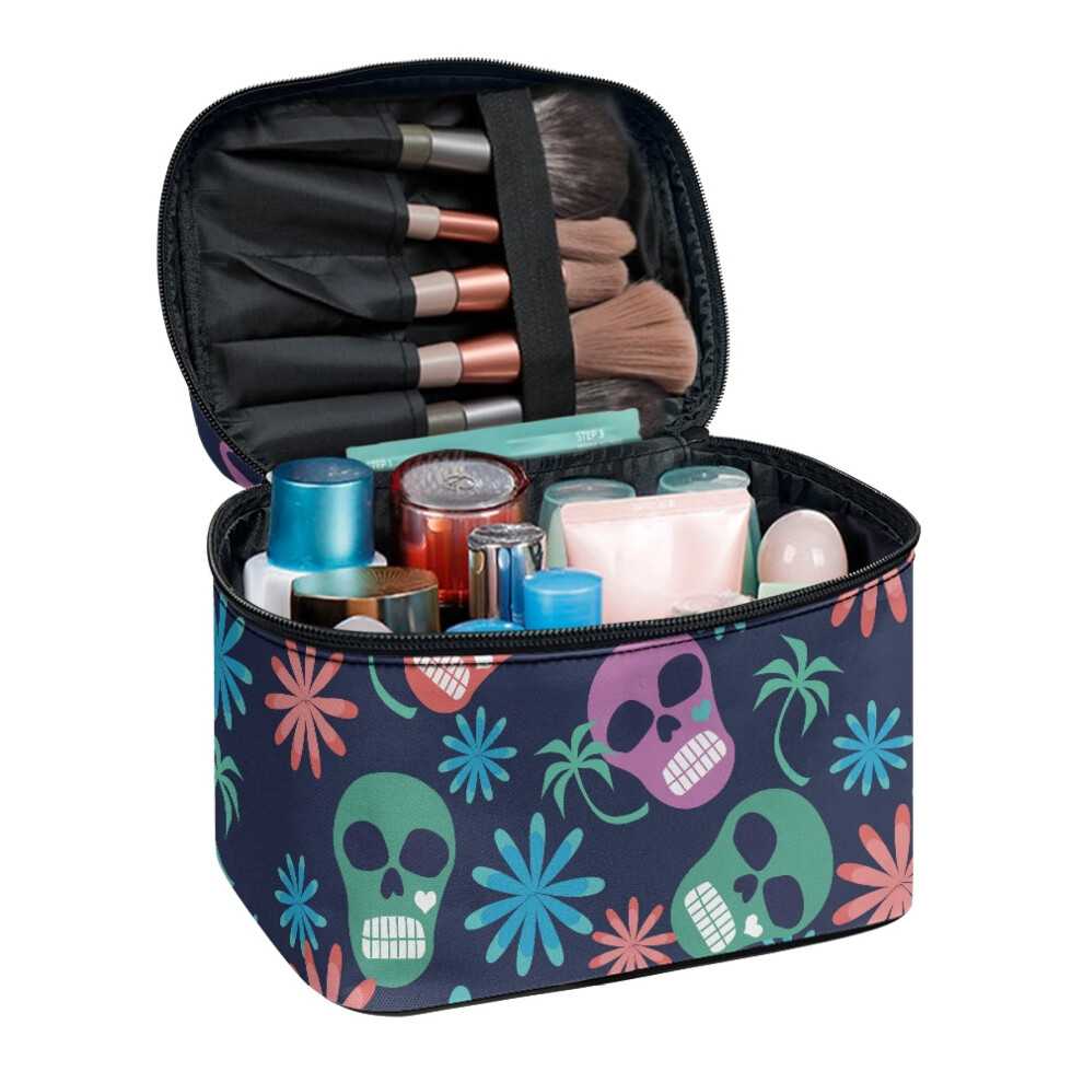 Makeup Case with Double Zipper and Brush Slots 8.86 x 6.5 x
