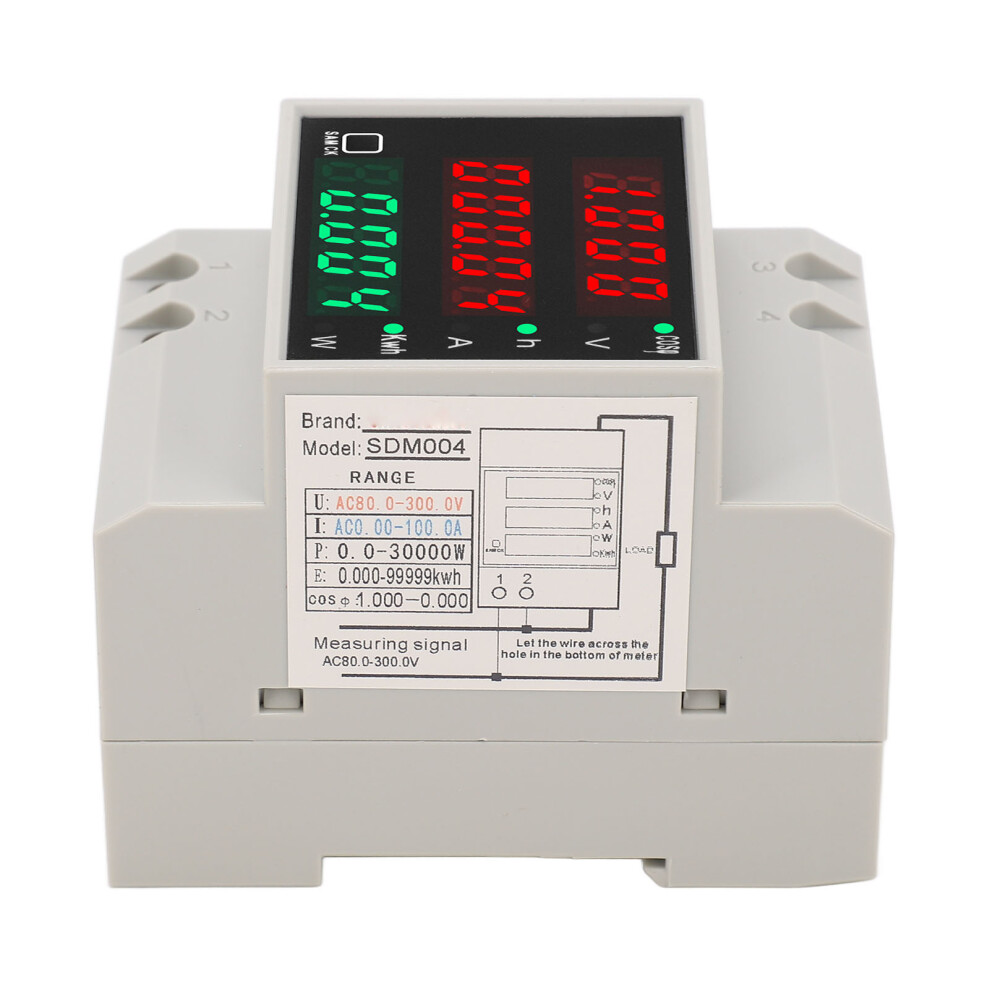 Ac80-300V 100A Multi-Function Din Rail Power Meter With Digital Display 8731387610286