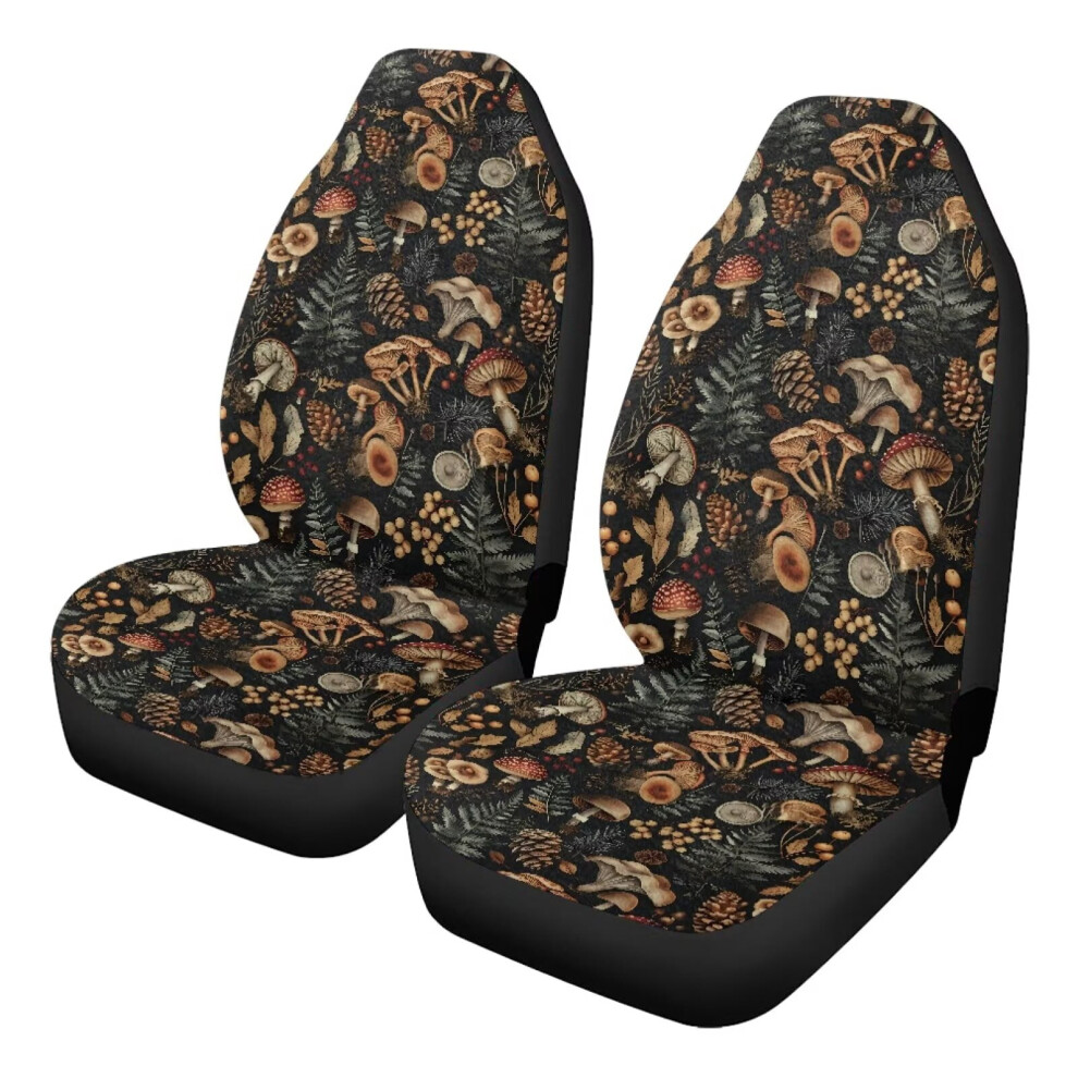 2-Pack Mushroom Print Car Seat Covers For Front Seats, Universal Fit, Summer Cool & Winter Warm, Compatible With Most Vehicles Coral 9399596262482