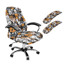 Dog Print Office Chair Cover Set, Anti Scratch Computer Chair Cover with Armrest Covers, Dustproof Office Chairs Armrest Slipcover for Pets