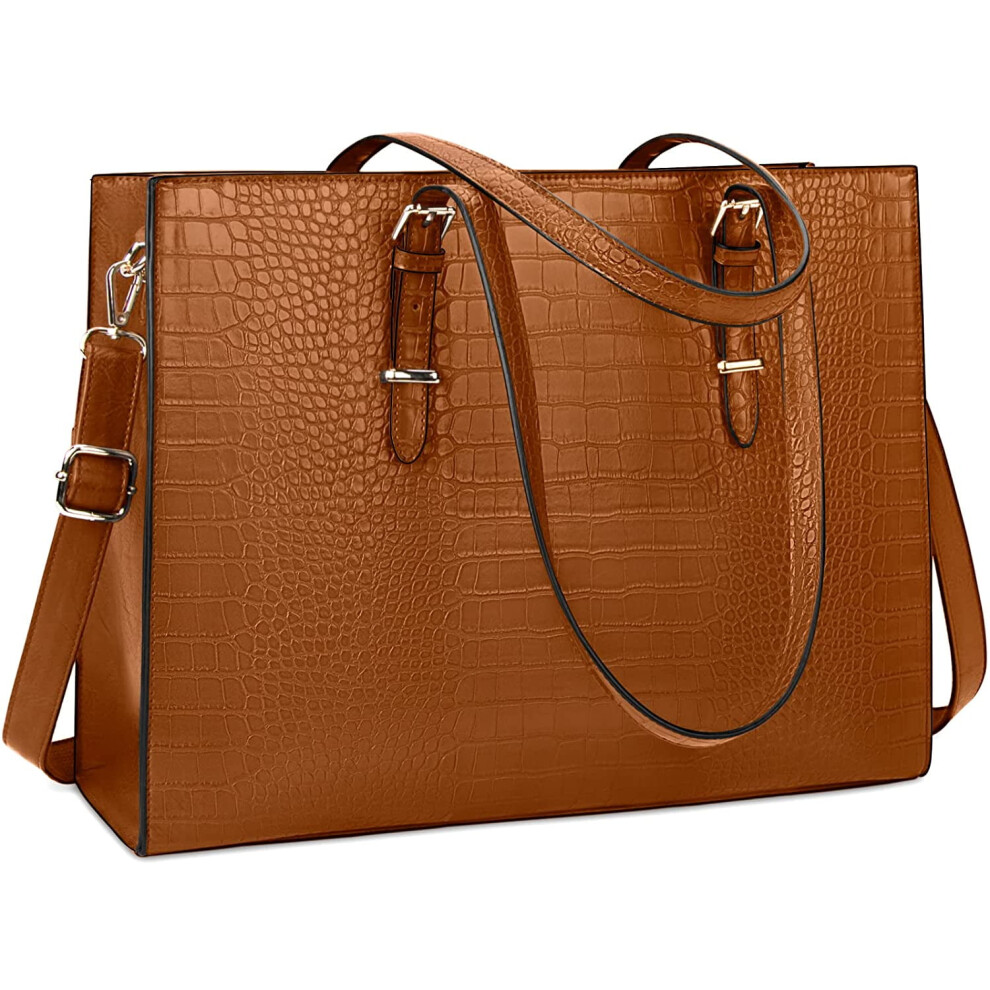 Women's 15.6" Laptop Bag – Leather, Waterproof, Large Capacity Business Tote For Work, Compatible With 15.6" Laptops 9085618497696