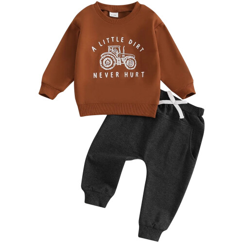 Baby Boys Fall Outfit Set: Long Sleeve Sweatshirt + Elastic