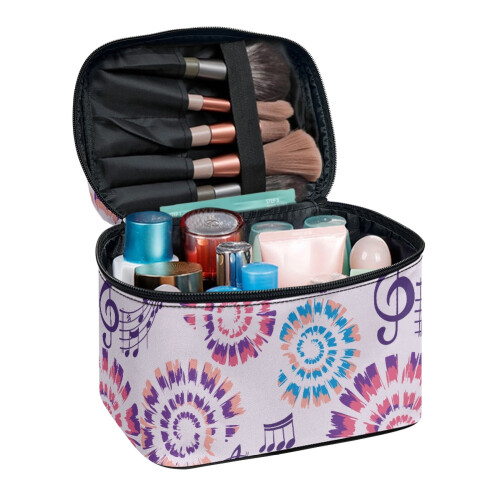 Τσάντα καλλυντικών Tie-Dye με μουσικό θέμα, μεγάλη χωρητικότητα και ελαφρύ