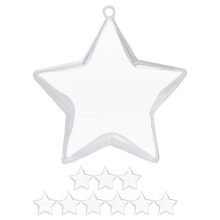 Star Shaped Clear Plastic Pendant Ornaments, Transparent Decorative Baubles for Home Decor, Crafts, and Projects