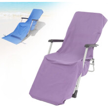 Serviette de bain de soleil avec sac à poches, 215 x 75 cm, housse de chaise longue pour piscine, jardin et bronzage – Compatible avec les chaises