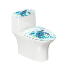 Housse de couvercle de toilette souple à motif tortue avec fond élastique