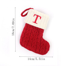 Christmas Stockings with Initials A-Z, Knitted Embroidered