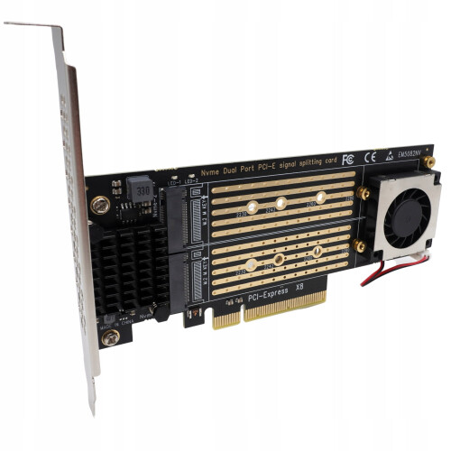 Προσαρμογέας PCI PCIe X8to2x για γρήγορη κάρτα επέκτασης M.2NVMe 1
