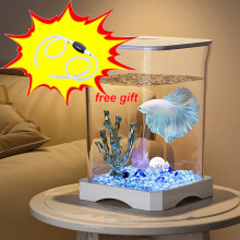 Self-Cleaning 7in Desktop Fish Tank with LED Light, Whisper Filter & Pump – Beginner Aquarium for Room Decor (Black)